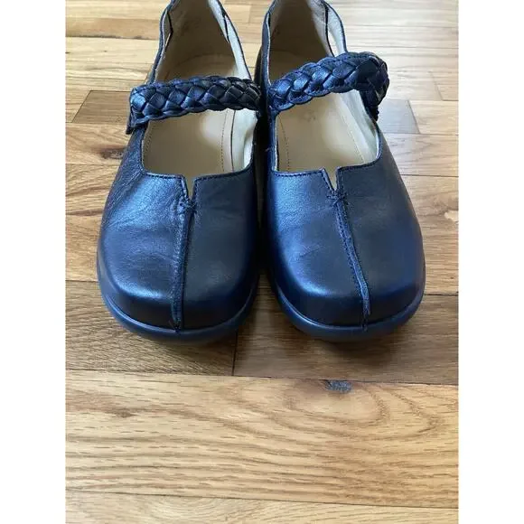 Hotter SHAKE Mary Jane Flats Womens Size 10 Black Leather Woven Strap England - Picture 3 of 8